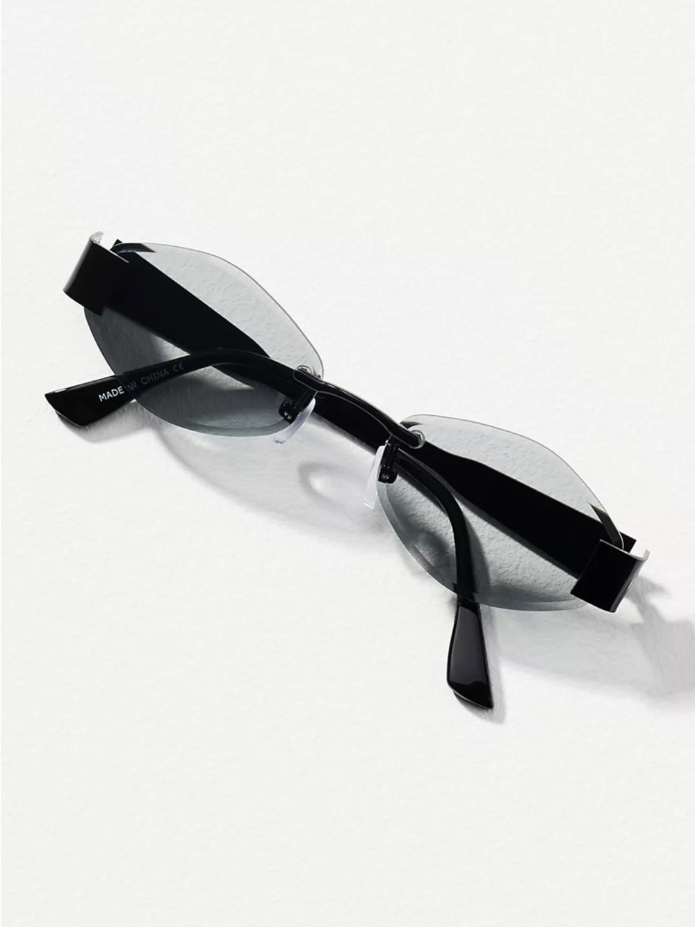ANTHROPOLOGIE I-Sea Metal Oval Geo Sunglasses Black/Gray $48 Retail NEW
